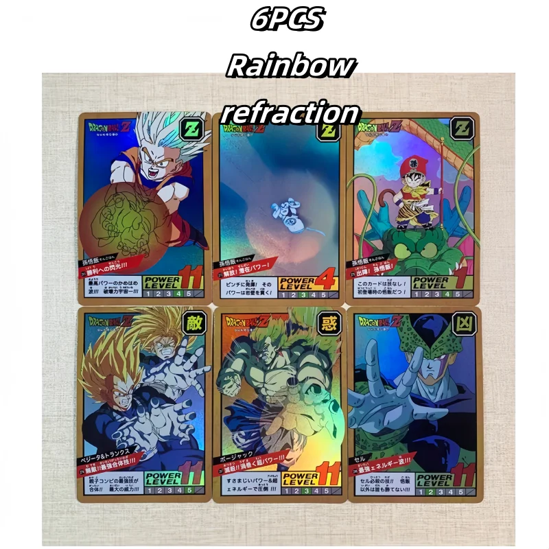 DIY Dragon Ball Fighting Son Goku 7th 6PCS/Set Refractive Flashcard Anime Peripheral Game Collection Card Holiday Gift