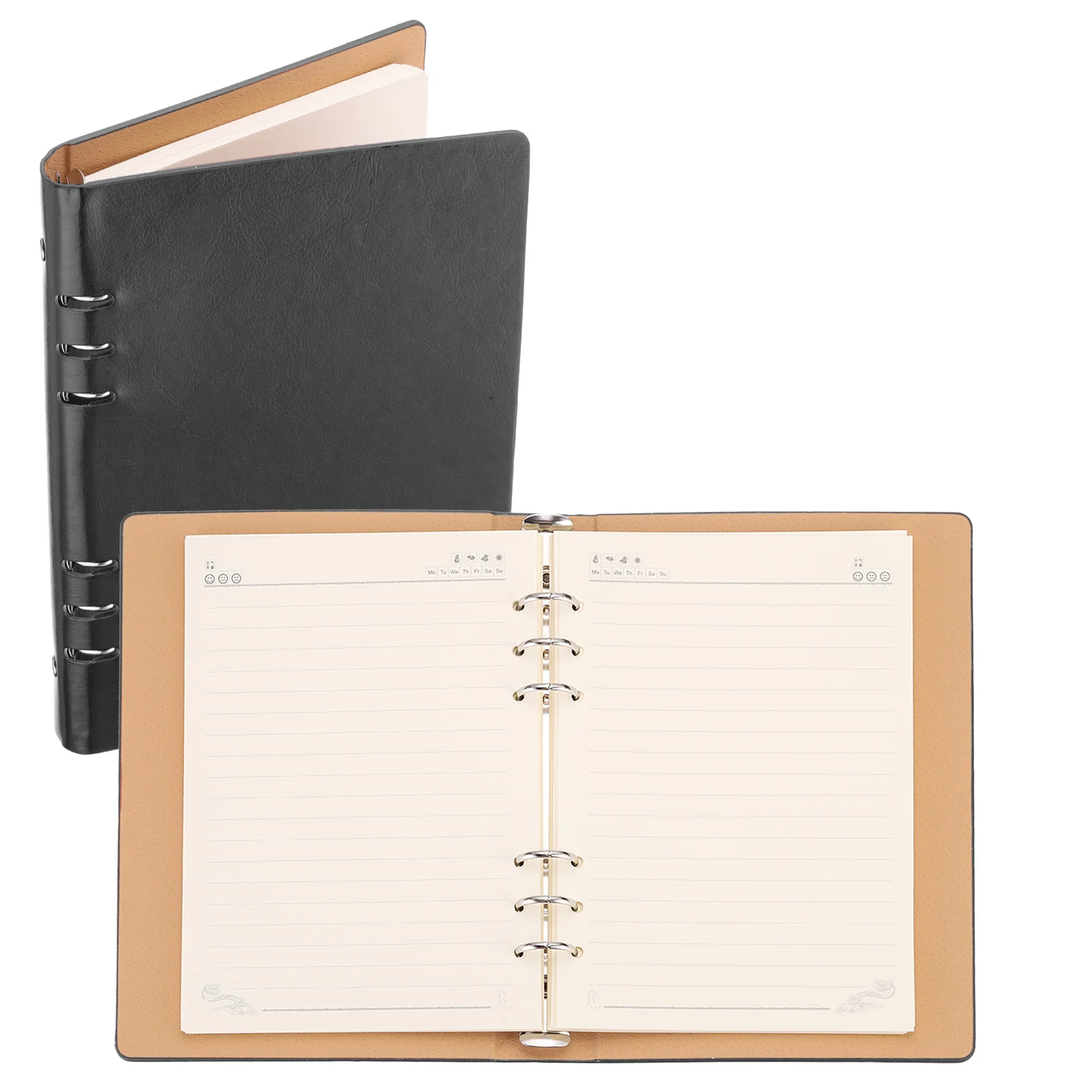 1/2Pcs A5 Notebook 6Hole Leather Cover Notebook Plan Book Journal Mini Refillable Loose Leaf Personal Planner with 80Sheet Paper