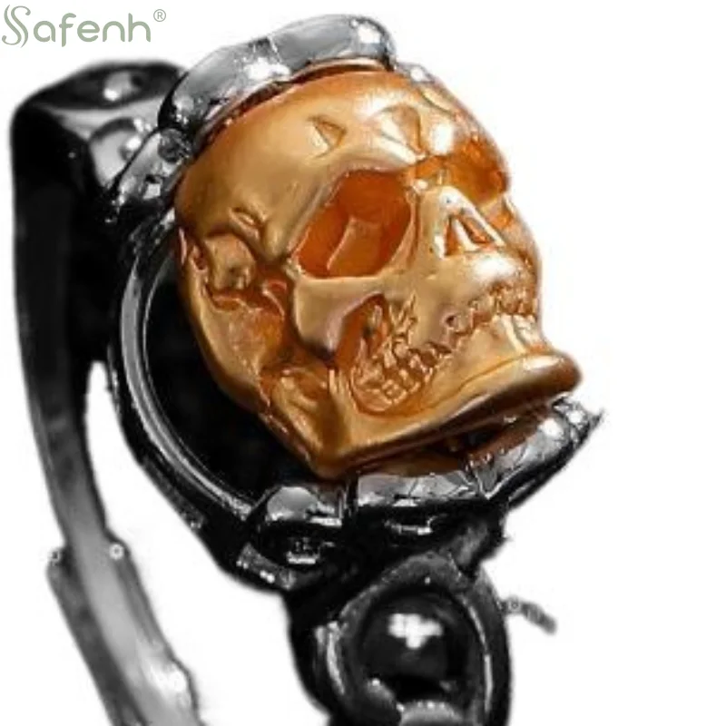 New Fashion Gothic Dark Style Color Blocked Skull Ring For Men And Women Daily Charming Jewelry Gift