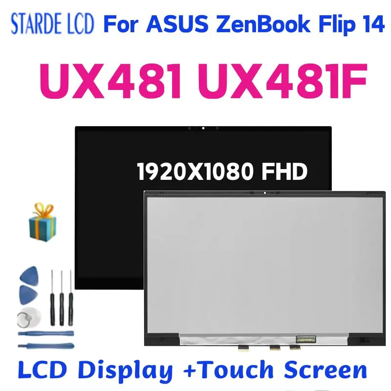 lcd display touch screen digitizer assembly peca de substituicao para asus zenbook flip 14 ux481 ux481f ux481fa 14 pol 01