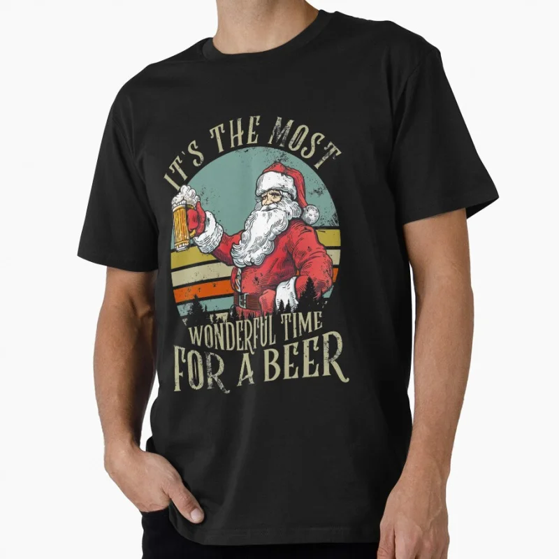 

It's the Most Wonderful Time For a Beer Funny Christmas Gift T Shirt 100% cotton print Graphic Clothes Mens All size S-6XL Tops
