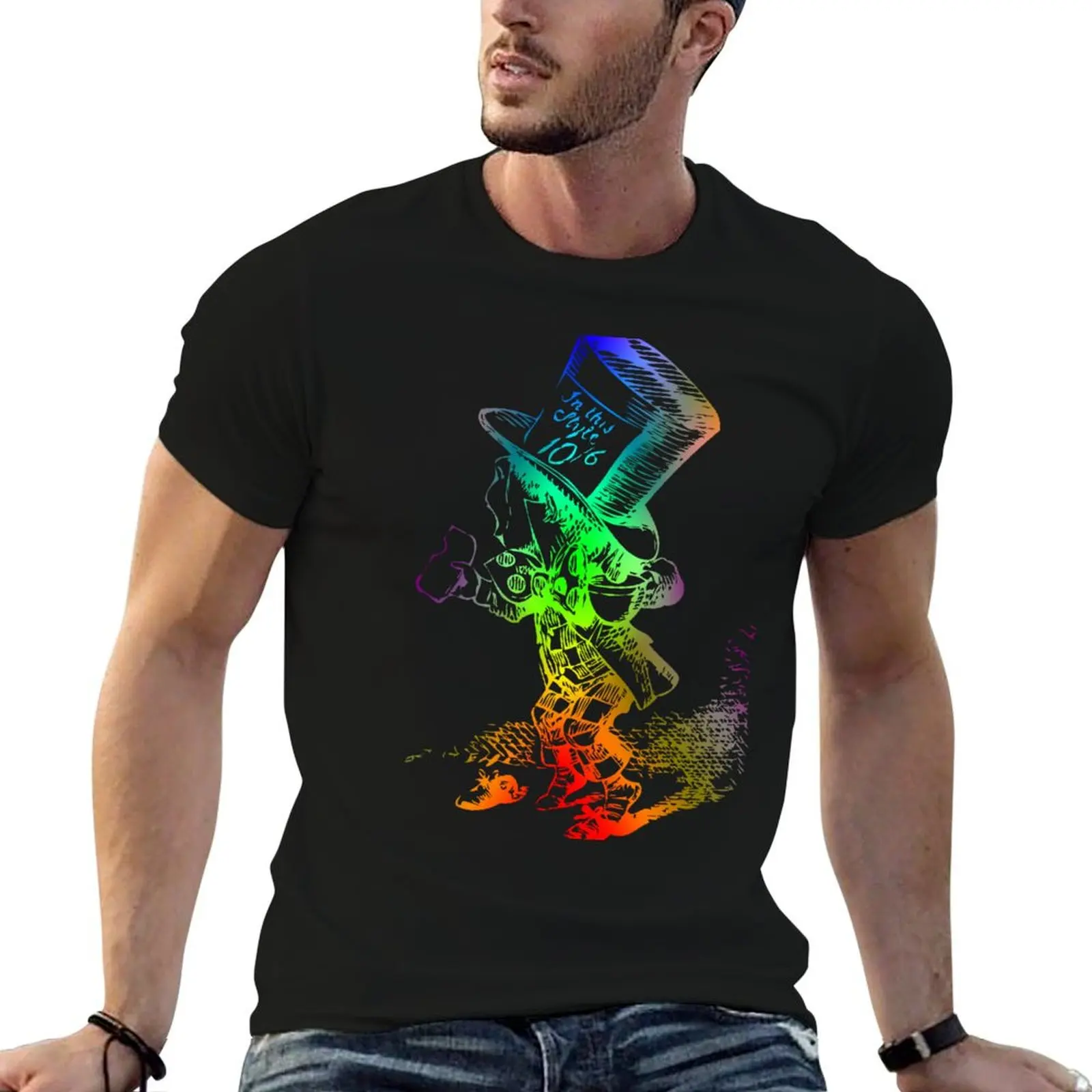 Psychedelic Mad Hatter Trippy Alice T-Shirt Graphic Print Short Sleeve T-Shirt