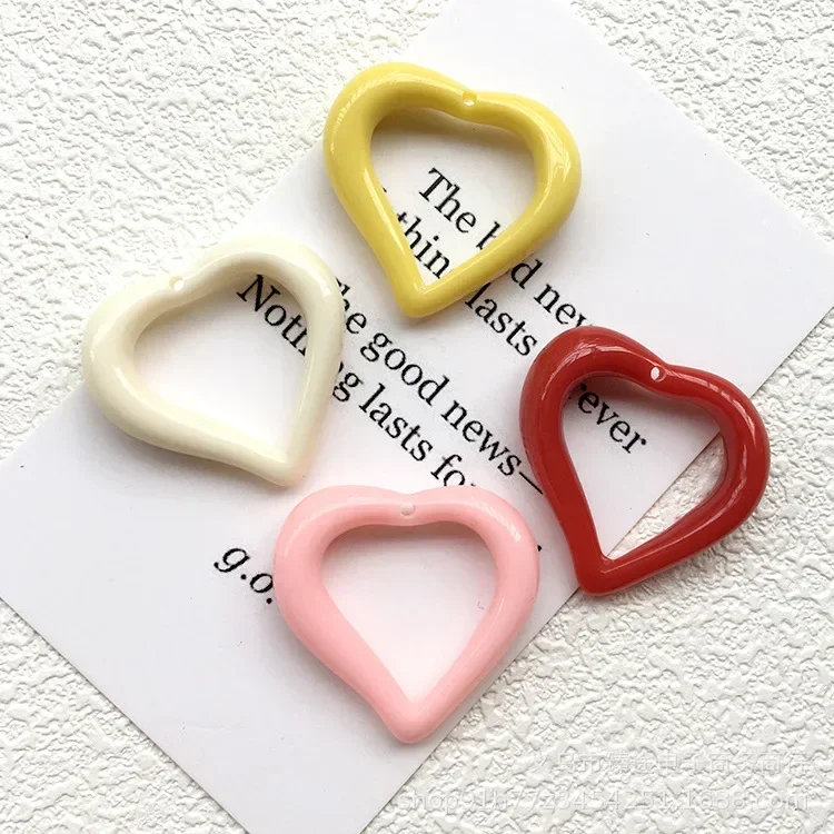 5pcs Japanese Sweet Heart-shaped Hollow Ring Stereo Frame Resin Pendant Diy Handmade Earrings Headdress Wholesale