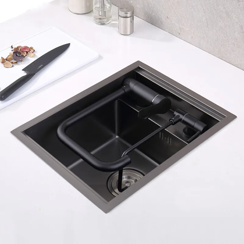 Nano304 Stainless Steel Handmade kitchen Bar Counter Sink Cover hidden Single Kitchen Small   
