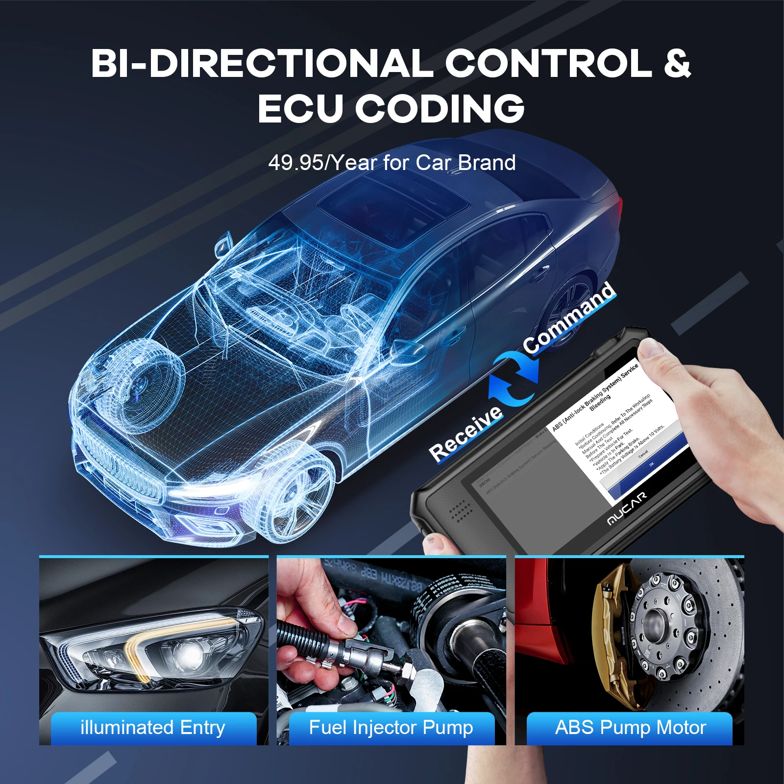 MUCAR VO6 Car Diagnostic Tool All Systems Diagnostic Scanner 28 Reset Bidirectional Scan Tool OBD2 Scanner ECU Code for All Cars