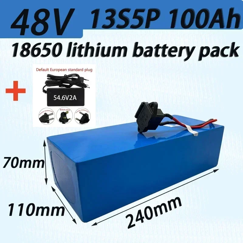 

48V 18650 lithium-ion smooth 100Ah 13S5P battery pack 48V 100000mAh 2000W built-in 50A BMS electric scooter