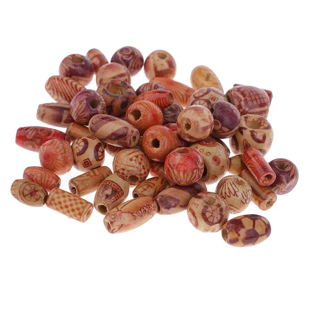 50 Pcs Painted Wooden Spacer Beads for Jewellery Making/Bracelets/Necklace