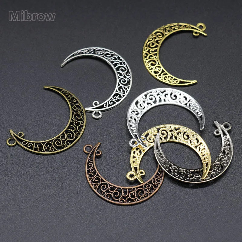 Mibrow 20pcs/lot Vintage 7 Colors Moon Charms Pendant 37mm Size Moon Charm for DIY Jewelry Making Findings