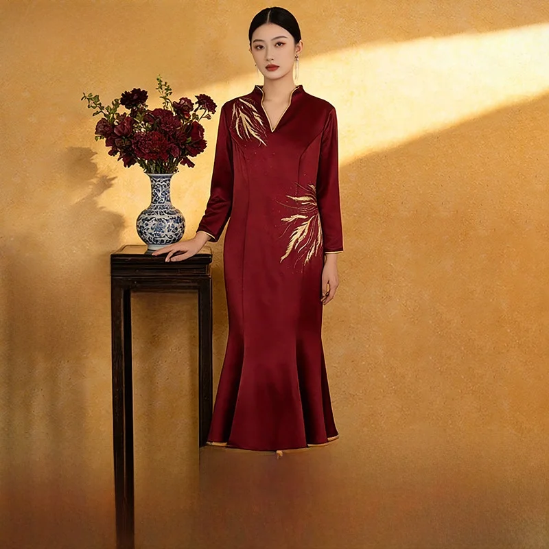 

Elegant Mid-Length Fish-Tail Gown with Acetate for Women's Wedding Dresses Spring 2026 Fashion Elegant Draped