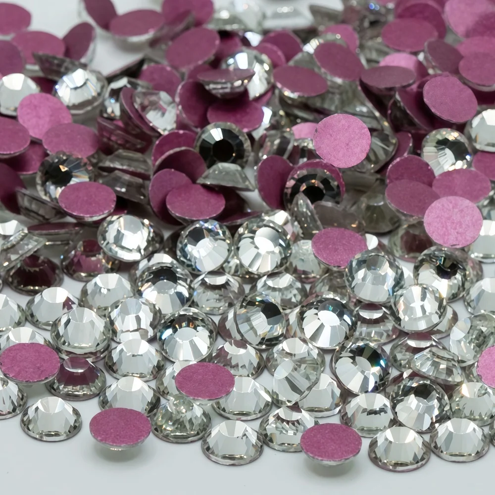 AAAA+ Crystal FlatBack Nail Art Rhinestones Pink bottom Glue On Rhinestone Strass Fabric Garment Nail Art Decorations