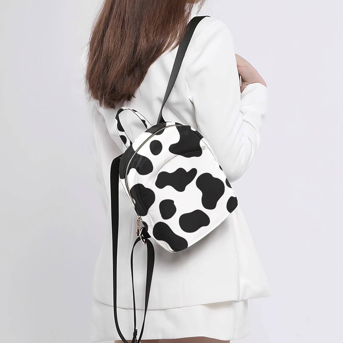 

Cow Print Small backpack for Women - Adjustable, Versatile Polyester Mini Backpack for Men and Women - Perfect for Leisure Vacat