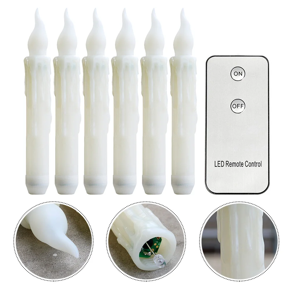 Luces Led de 6 uds., lámpara simulada de poste largo con Control remoto para decoración de fiesta y boda, efecto de goteo, seguridad sin llama