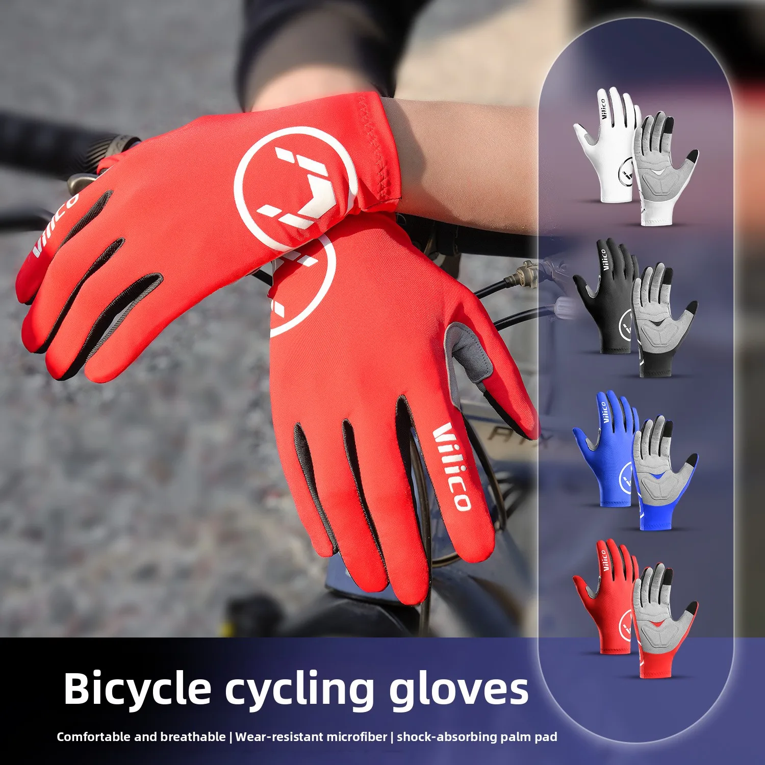 

Full finger Touch screen cycling gloves mountain bike thin shock-absorbing and wear-resistant bicycle gloves bike accessories