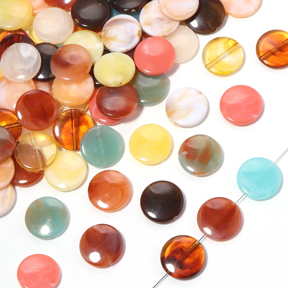30pcs 21mm Dual Color Acrylic Beads Flat Round Loose Spacer Beads For Jewelry Making DIY Bracelet Necklace Decor Accessories