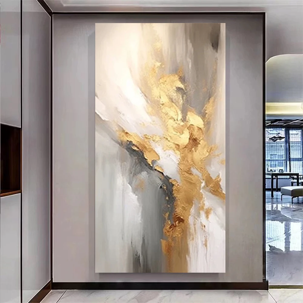 

Hand Painted Oil Painting Abstract Golden and pink texture Canvas wall art Modern home Decor Canvas Paintings Acrylic Mural Art