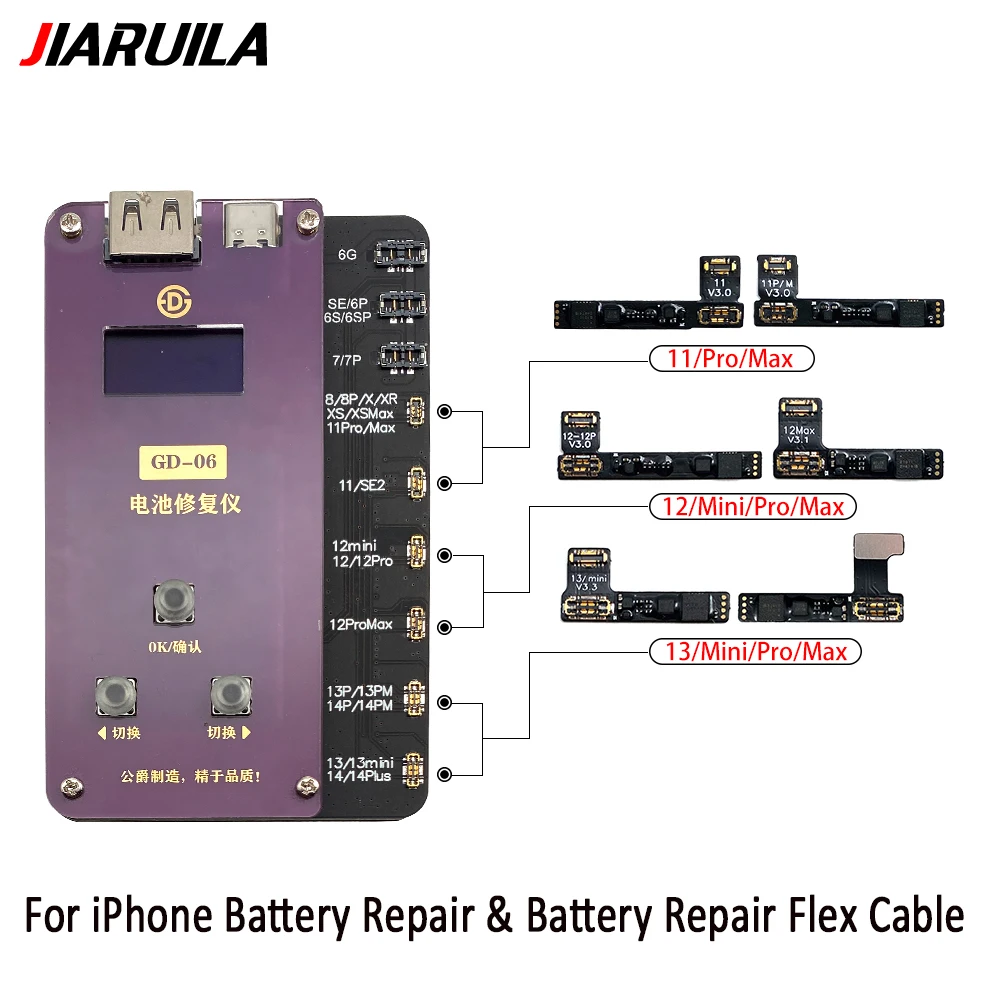 GD NEW Tested Battery Repair Flex Cable For iPhone 11 12 mini 13 Pro Max 14 Remove Warning Battery External Replacement Parts