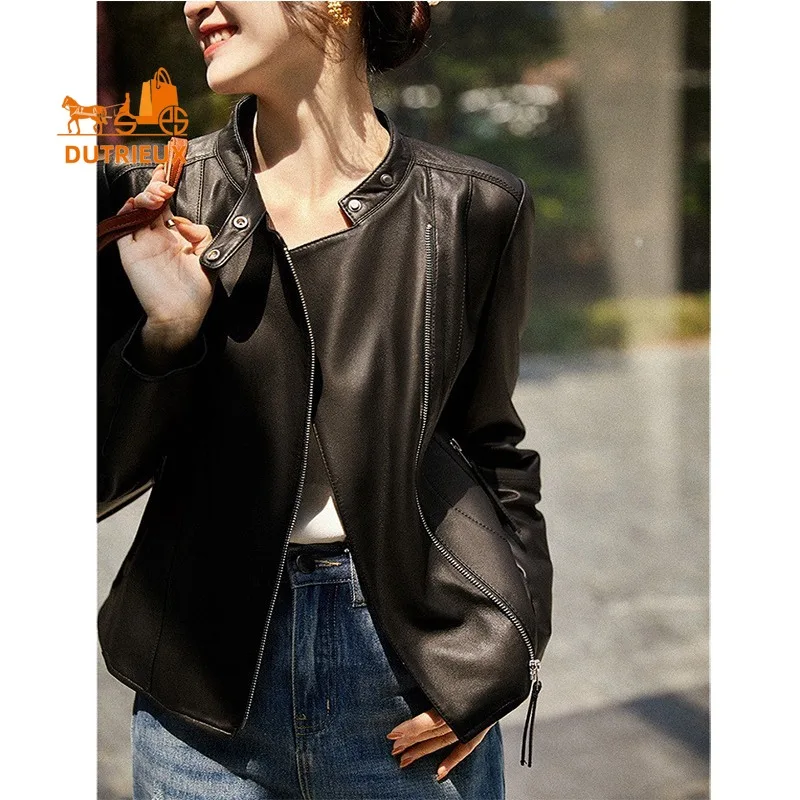 Women's High-end Sheepskin Coat Winter New Short Style Stand Collar Slim Heavy Leather Jacket Fashionable Genuine Cowhide Coat