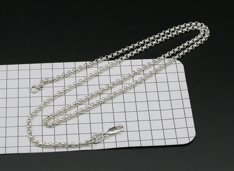 S925 Pure Silver Ring Buckle Necklace Women's Creative Jewelry Versatile Sweater Chain Retro Personalized Trendy Men's Necklace
