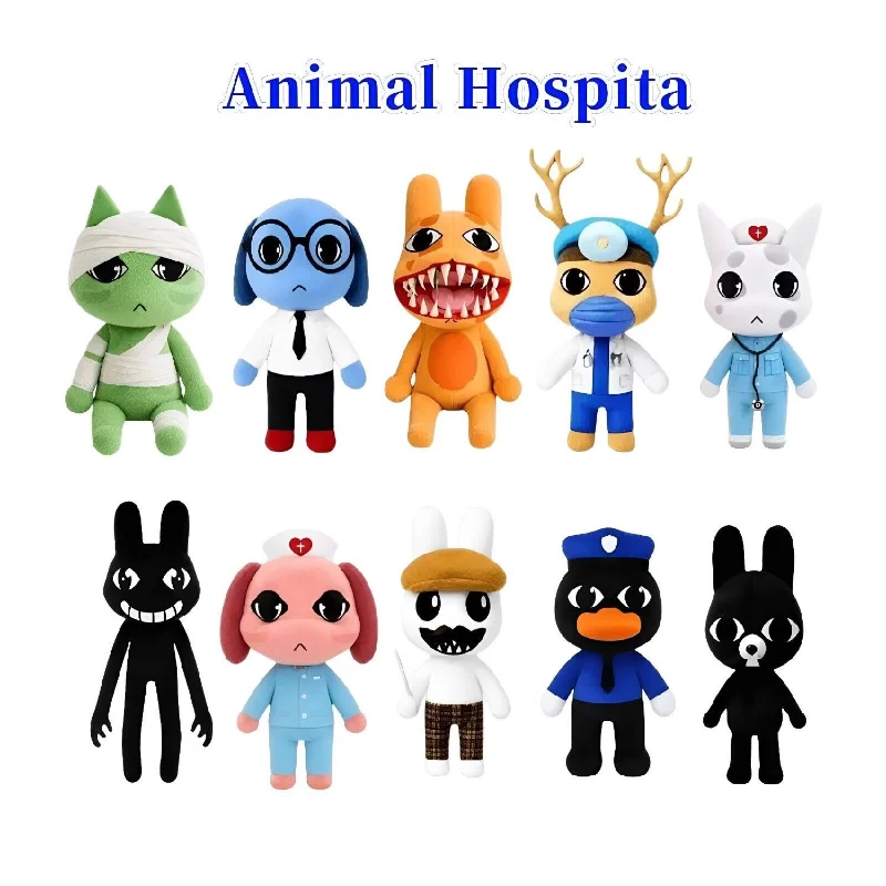 For Roblox Animal Hospital Horror Plush Doll Set Soft Stuffed Plushie Creepy Cute Game Merchandise Collectible Fans Gift
