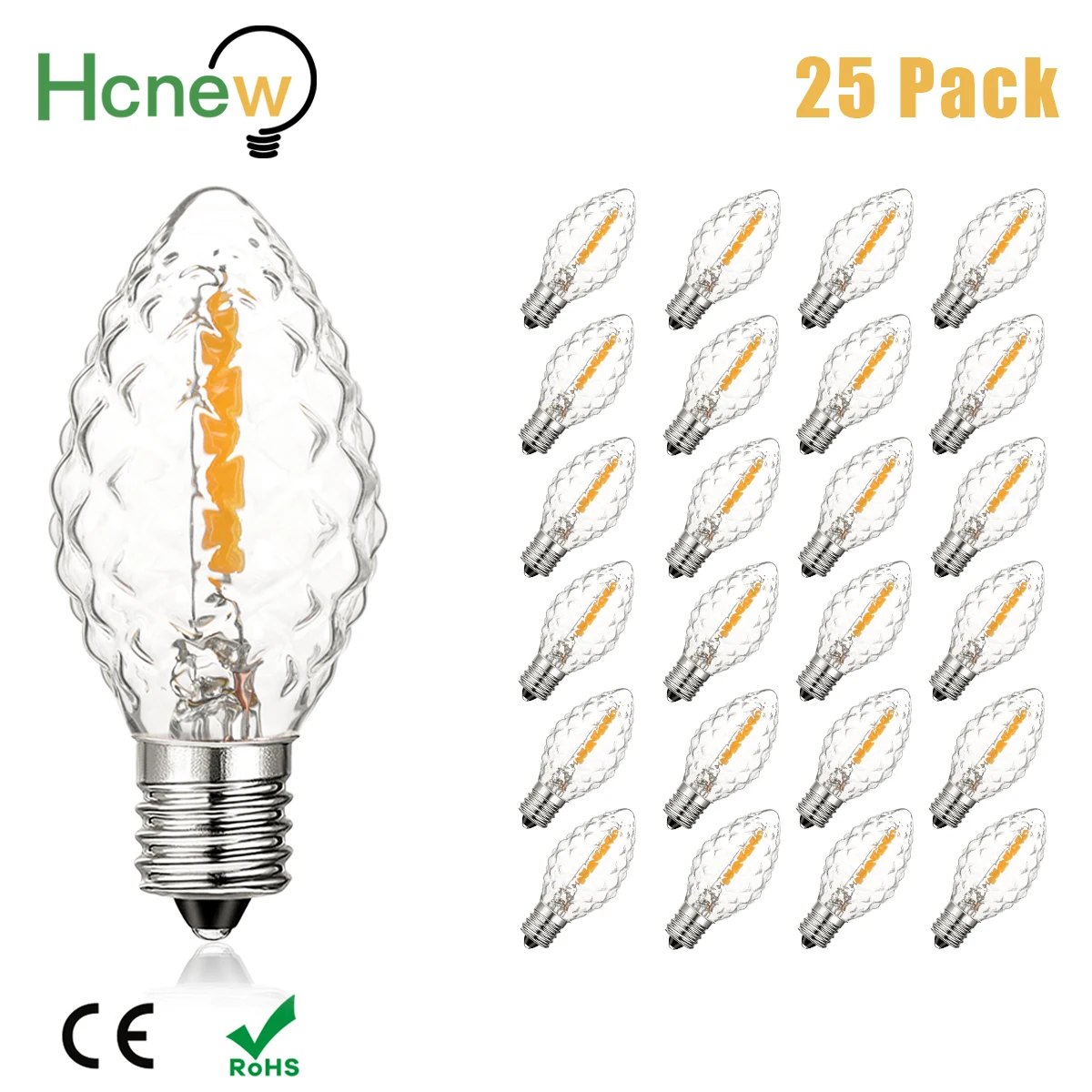 

C7 Replaceable Led Bulbs E14 220V Clear Glass E12 110V 0.5W Vintage Warm White Candle Shape Retro New Year Christmas Decorations