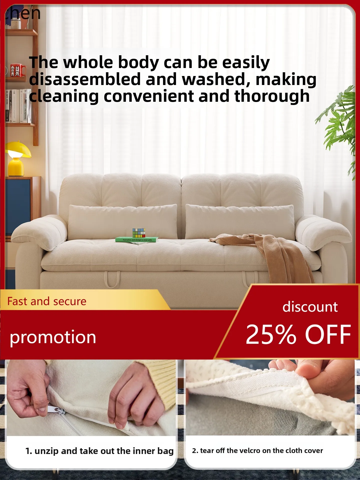 ZML Sofa Bed Integrated Dual-use Small Apartment Living Room New Double Folding Sofa