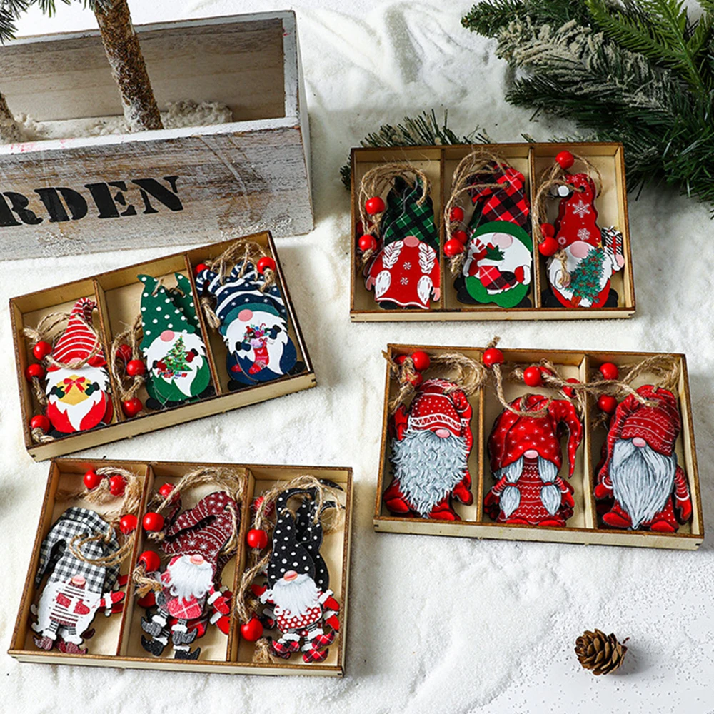 

Christmas Decorations Painted Cute Faceless Elder Ornament Wooden Christmas Pendant for Christmas Tree Decoration home decor