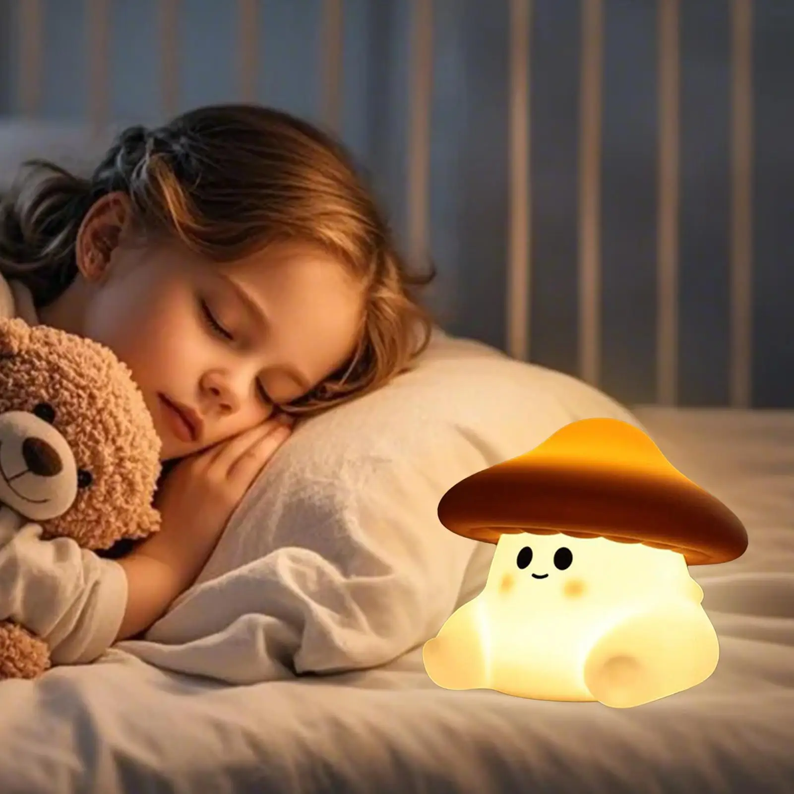 Mushroom Light Led Squishy Night Light For Kids Innovative Sensor Long-Lasting Battery Table Decor For Kids Room Boys Girls