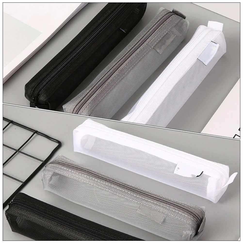 

2Pcs Exam Pencil Bag Large Capacity Clear Nylon Stationery Organizer Pen Container Toiletry Bag For Students Teachers Classroom
