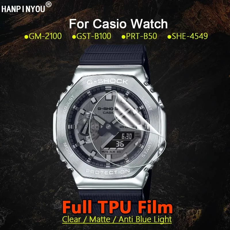Protector de pantalla para Casio GM-2100, película de hidrogel de TPU suave, no de vidrio, transparente/mate/Anti luz azul, GST-B100 SHE-4549