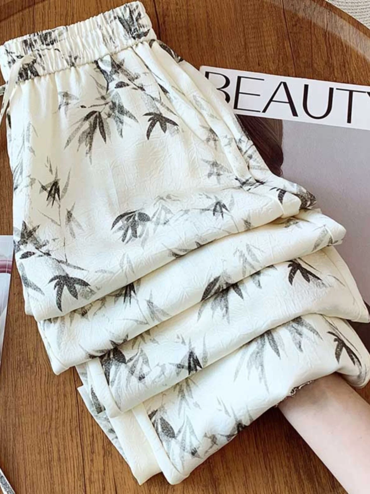 

Floral Print Wide Leg Pants Women's Summer New plus Size Thin Cool Mountain Sle Floral Straight Leg Trousers Commute Sle