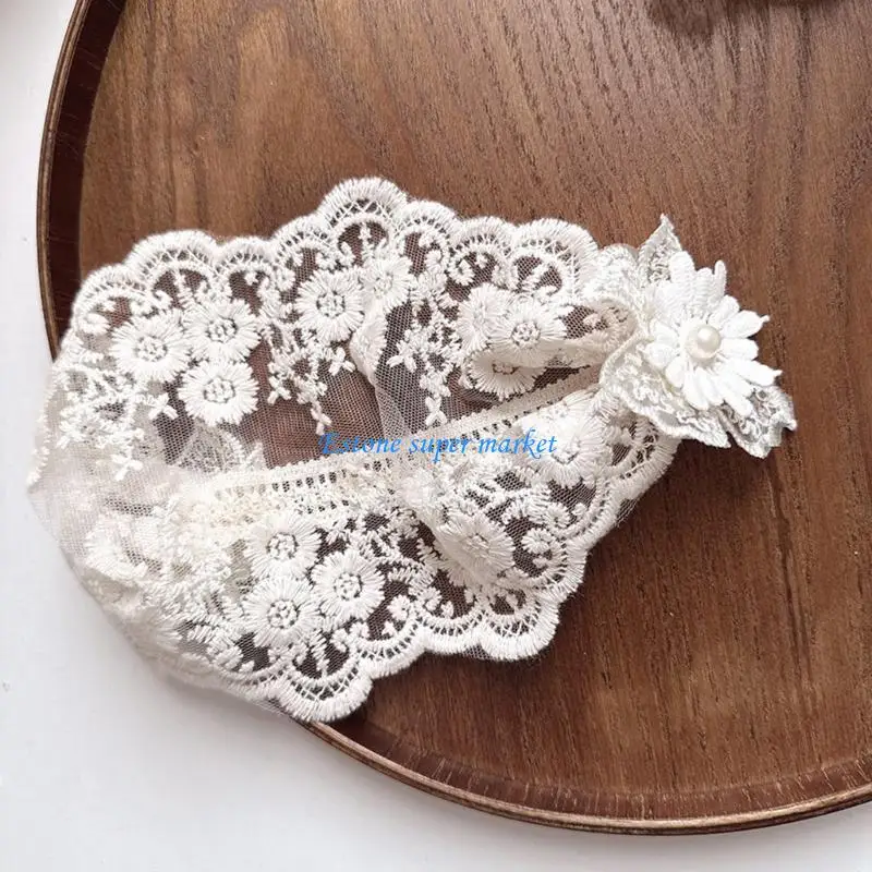 

090B Adjustable Retro Lace Hairband For Infant Girls Soft Polyester Fabric Stretchy Elastic Design Baby Head Accessory