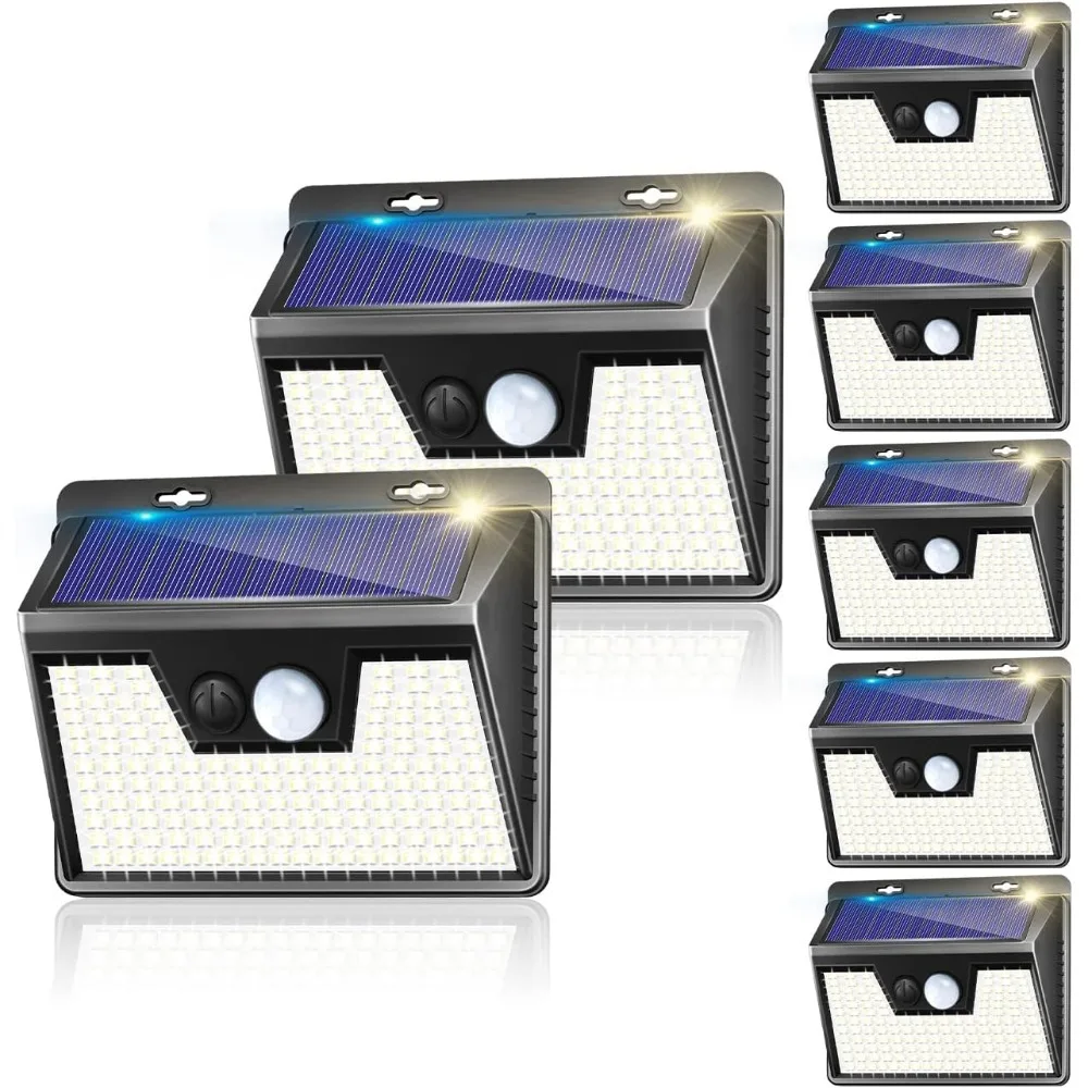 Outdoor Solar Light with Motion Sensor, Solar Powered, Waterproof Sports Light, 140LED, 3-Speed, 7-Piece