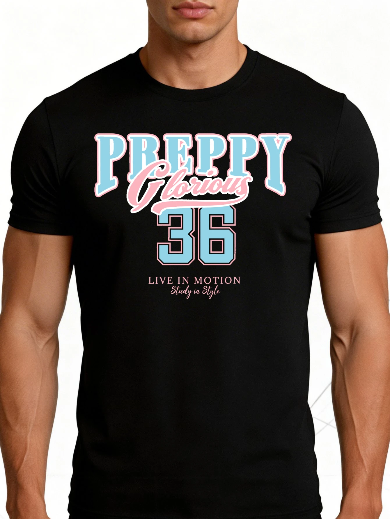 Academy-Style Men's T-Shirt with a Gorgeous 36 Live in Motion Study in Style Graphic, Perfect for Casual Wear and Everyday Use, and Is the Perfect Gift for Him.