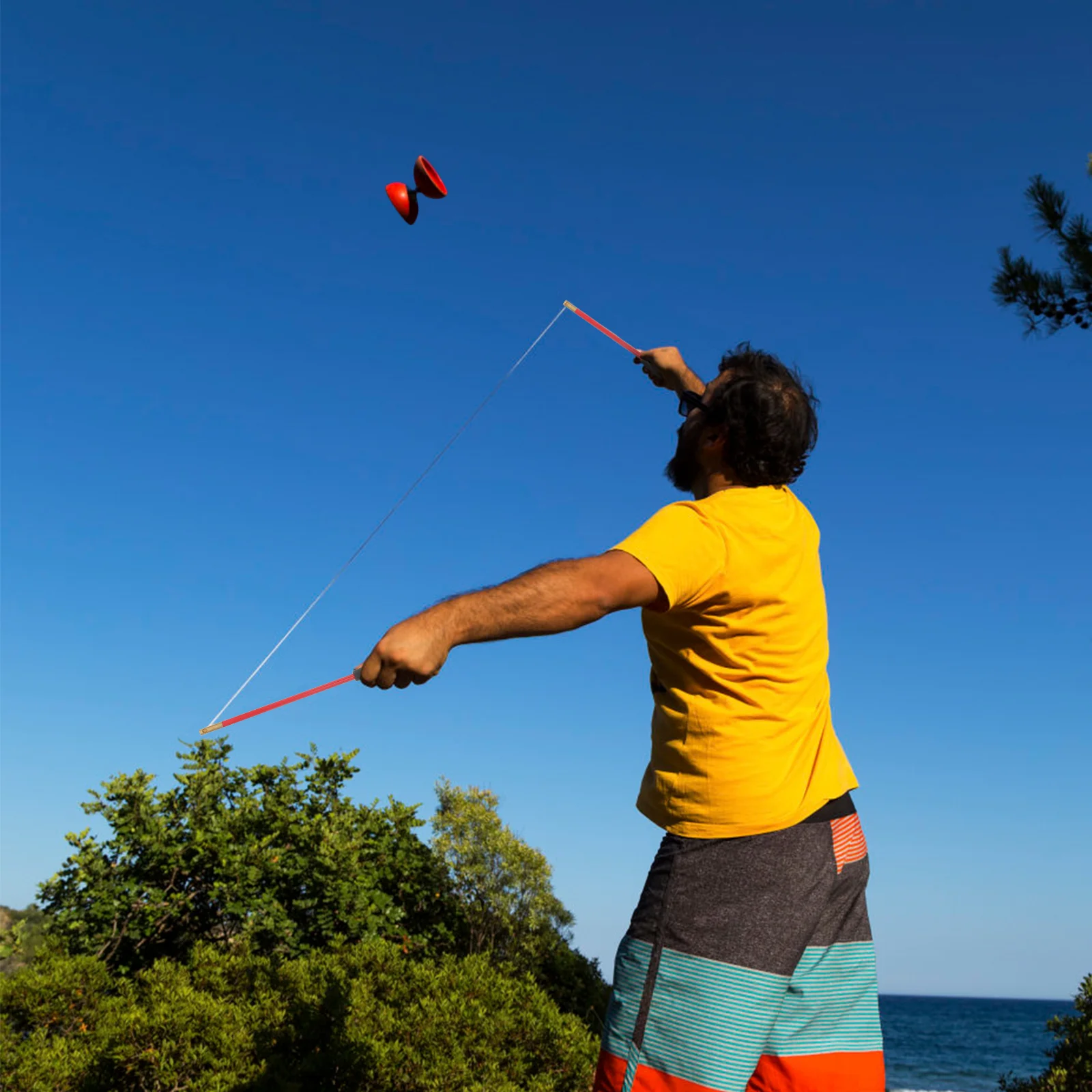 1 para pałeczek Diabolo pałeczki Diabolo chińskie pałeczki Diabolo żonglerka Diabolo Stick łożysko diabolo stick