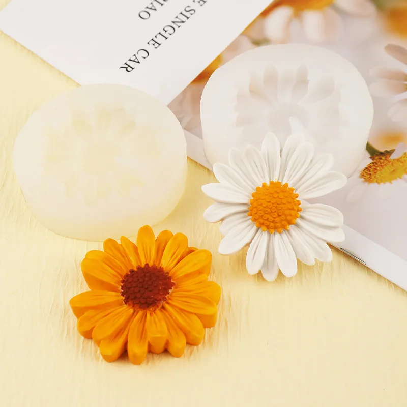 Gänseblümchen Kamille Blume Silikonform mit Loch DIY Dekoration Süßigkeiten Kerze Form Auto Aromatherapie Epoxy handgemachte Seife Kerze Form