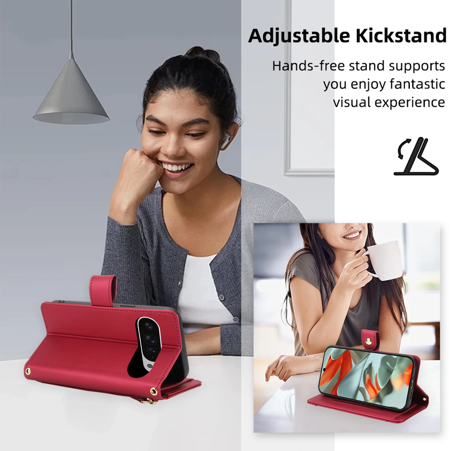 Crossbody Zipper Leather Wallet Flip Case For Google Pixel 10/10 Pro 8 8Pro 9A 9 Luxury RFID Stand Book Long Lanyard Bag Cover