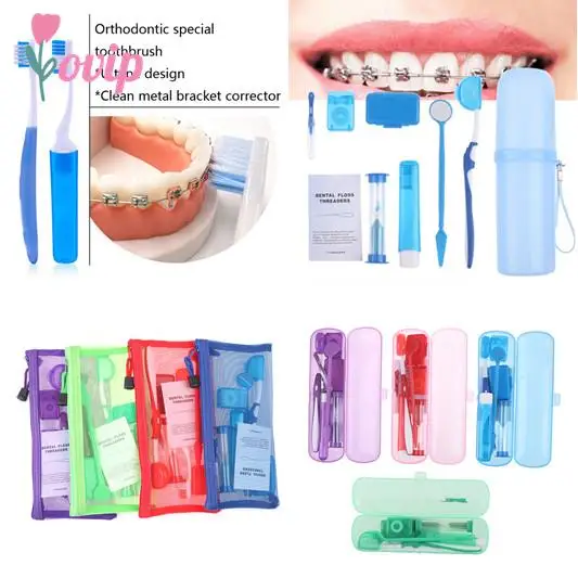 

8Pcs/Set Oral Cleaning Care Dental Teeth Orthodontic Kits Whitening Tool Suit Interdental Brush Portable