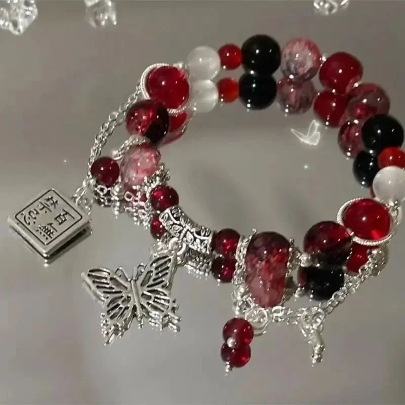 Goth Harajuku Cute Y2k Handmade Aesthetic Space Star Charm Beads Bracelet For Women Girl Vintage Grunge 2000s Accessories