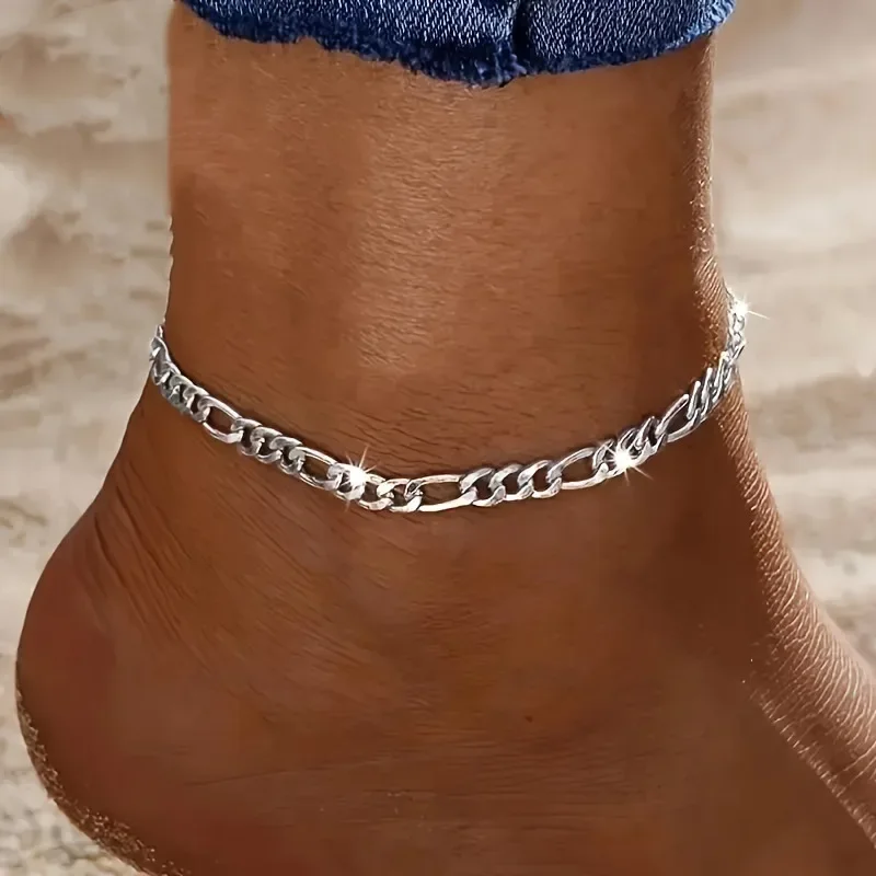 

Hot luxury 925 sterling Silver Bracelets Anklet y2k 4MM chain for Women men Wedding Pretty Jewelry Accessories Fashion gifts