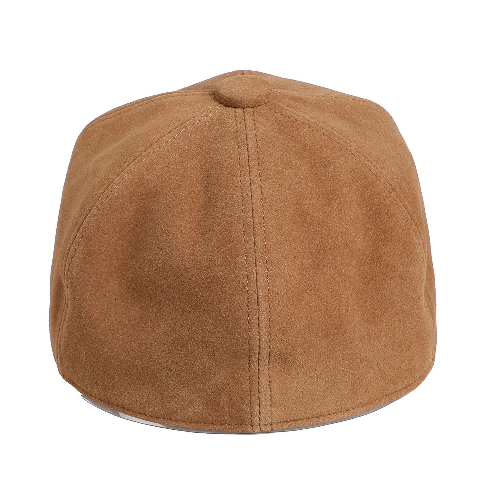 BOONJOVIA Short Brim Baseball Cap for Women-Genuine Sheepskin Suede Leather Peaked Hat Ladies Fashion Newsboy Caps