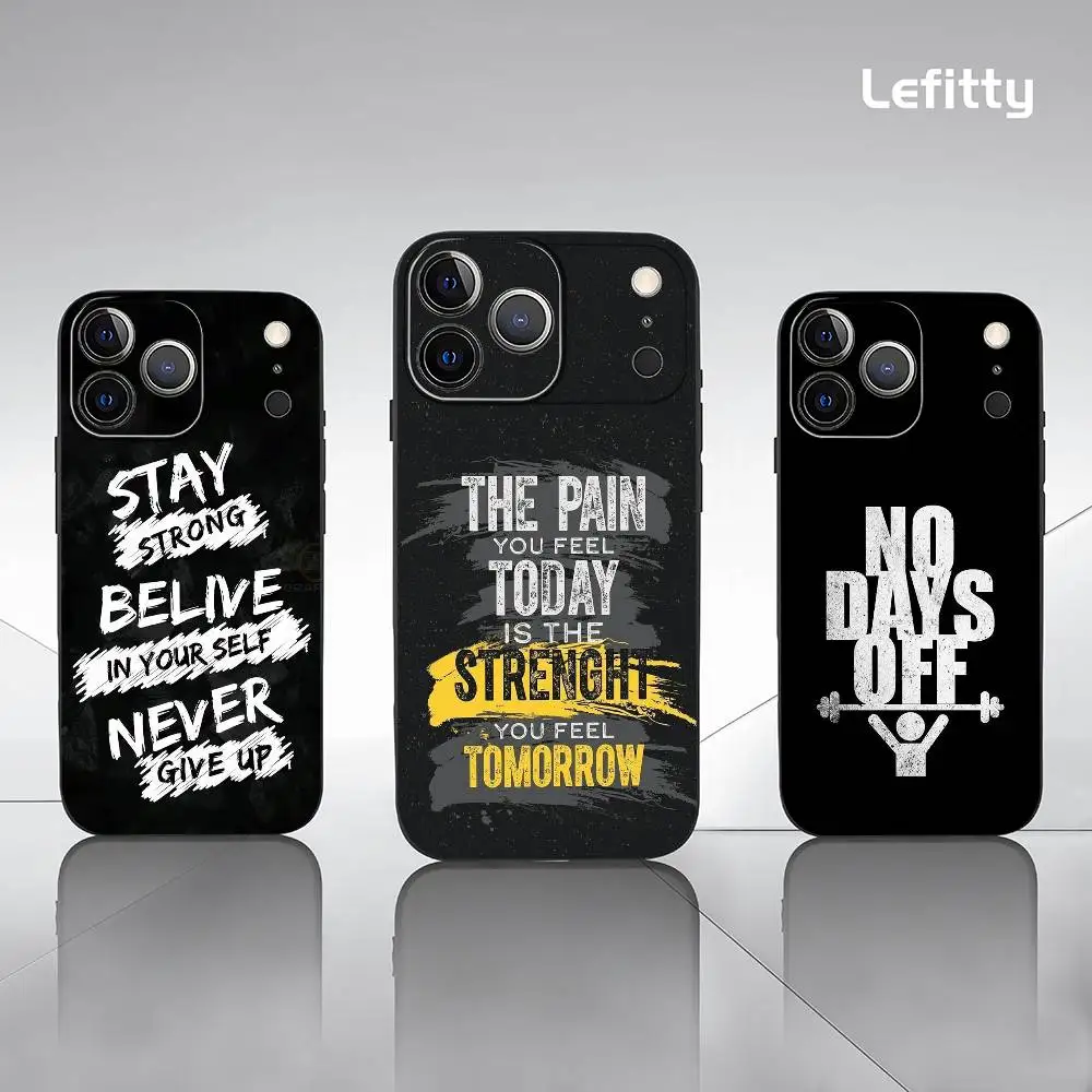 Gym No Pain No Gain Phone Case For iPhone 17 16 15 14 13 12 11 Pro Max Plus Mini Black Frosted Soft Shell Funda