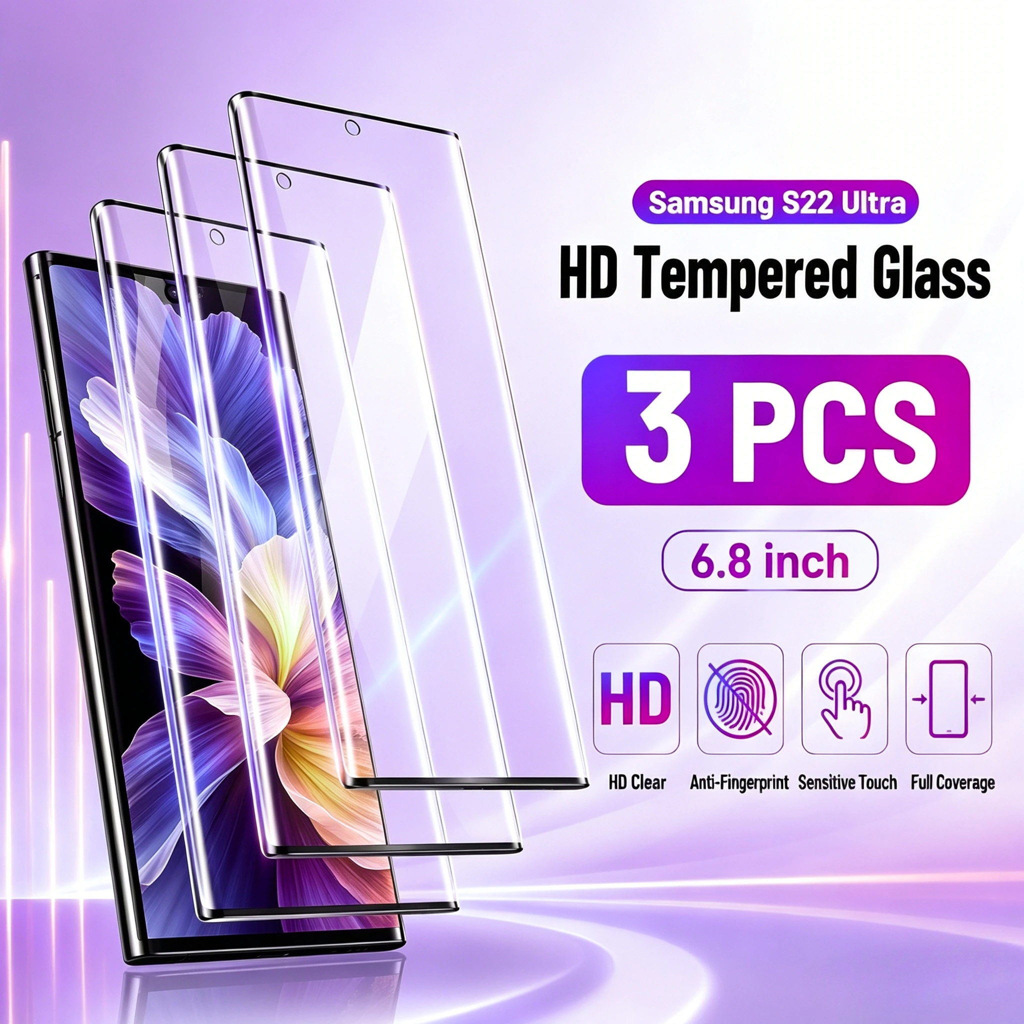 

3Pcs Full Cover Screen Protector HD for Samsung Galaxy S26 S25 S24 S23 Ultra S21 S22 Plus S25 S24 FE Anti-Shatter Tempered Glass