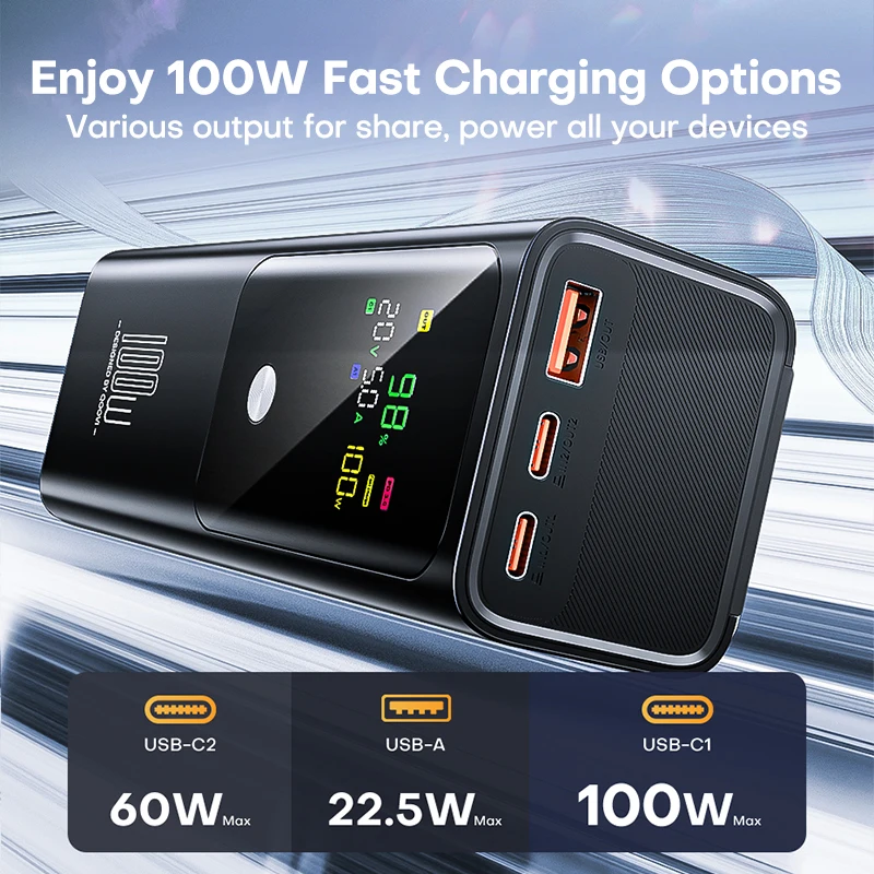 QOOVI PD 100W Power Bank 20000mAh ภายนอกแบตเตอรี่ความจุ Fast CHARGING Charger แบบพกพา Powerbank สําหรับแล็ปท็อป iPhone Samsung