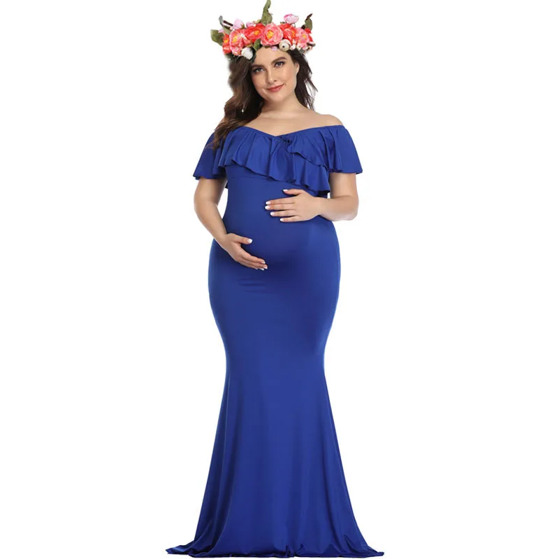 

Maternity Long Dress Women Ruffle Stretchy Sleeveless Maxi Dress Maternity Dress for Photo Shoot