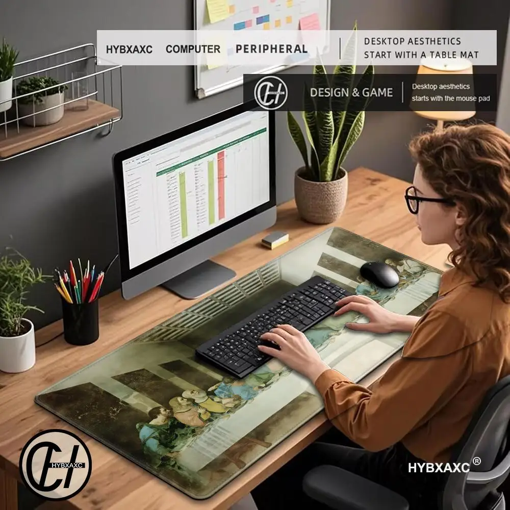 HYBXAXC Leonardo da Vinci Art Large Mouse Pad Gaming Mouse Pad PC Gamer Computer Mouse Mat Big Mousepad XXL Keyboard