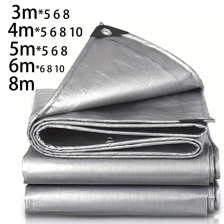 Large Tarpaulin 3mx5 6 8 4x4 5 6 8 10 12 20m 5*5 6x6 Waterproof Shade Tarp Tent Camping Silver Canopy Rain Cover Awning Outdoor