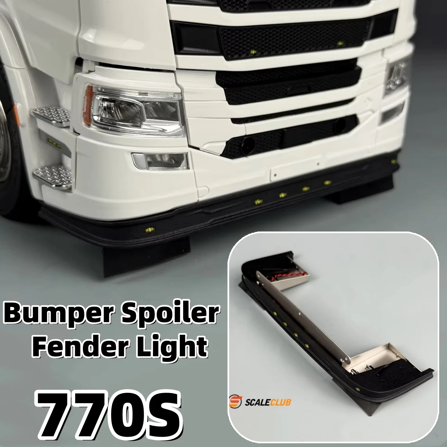 Alerón inferior de parachoques 770S con simulación de guardabarros para 1/14 Tamiya RC Scania 770S Romote Control juguete piezas de camiones europeos