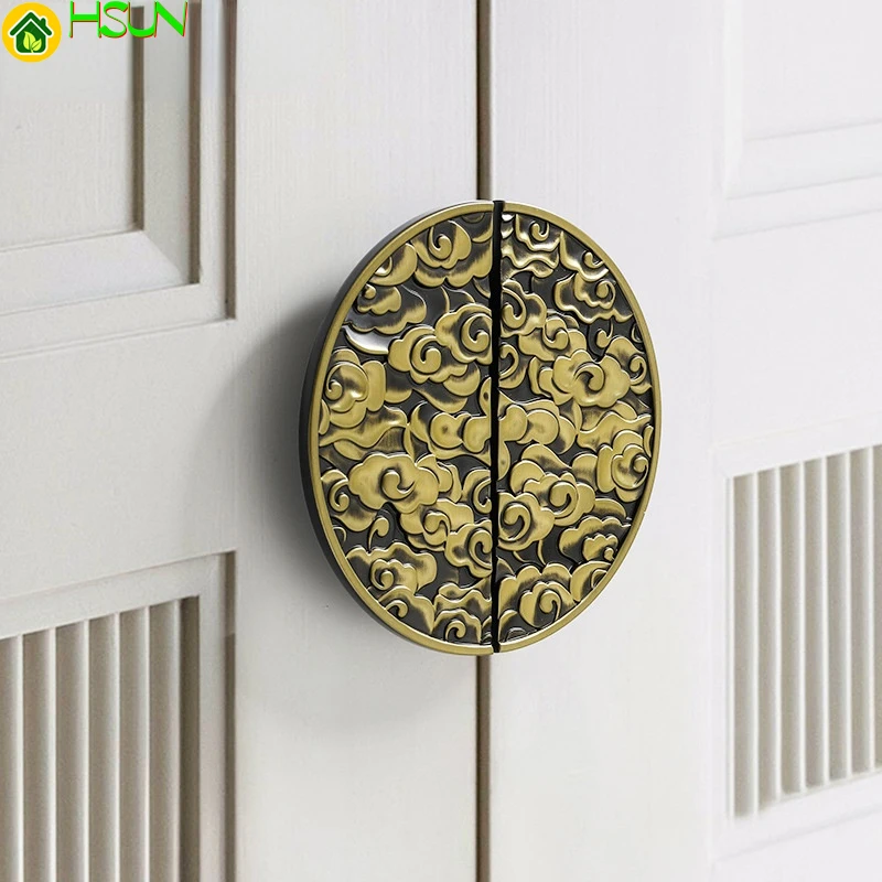 

High end cabinet door opposite handle Chinese Xiangyun round cabinet handle zinc alloy light luxury kitchen cabinet wine cabinet