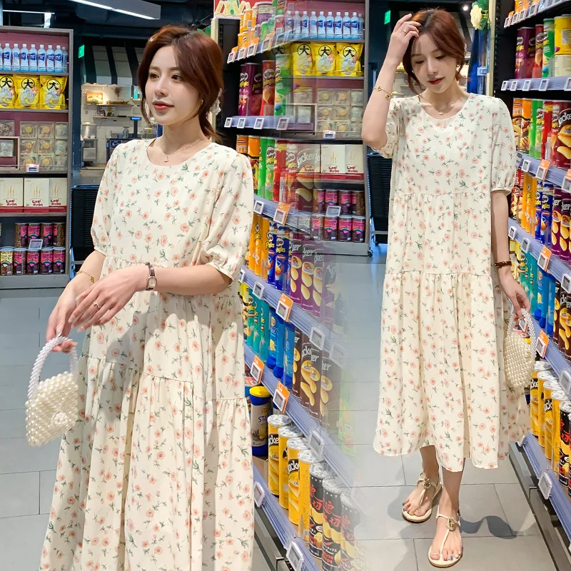 2023 Maternity Woman Dress Pregnancy Dresses Mama Clothes Wear Floral Loose Pregnant Womens Long Clothing Fashion Gowns M-2XL