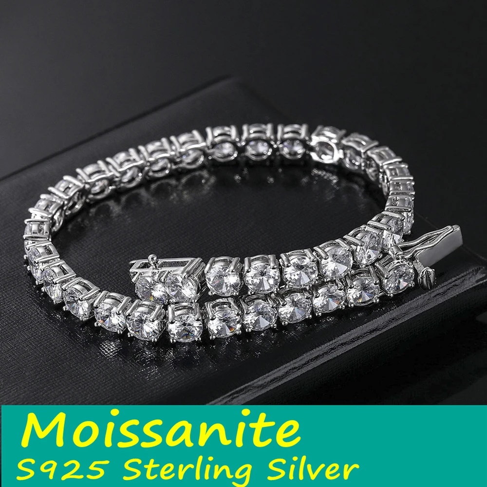 

Factory Price 3/4/5/6.5mm Moissanite Tennis Bracelet 925 Sterling Silver Classis with GRA Bracelets Gift Bangle Jewelry